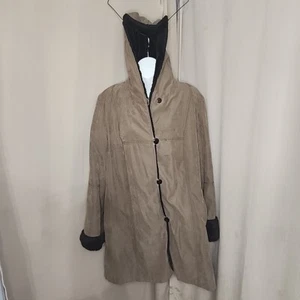 Women’s Trench Coat With Hood Utex Design Beige SZ Large 52539 Polyester - Picture 1 of 7