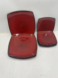 7 PCS---GIBSON  PLATES---RED SQUARE---3 DINNER and 4 SALAD--**READ** - Picture 1 of 5