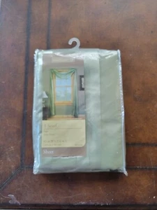 NEW Home Trends Window Scarf Sage Satin Stripe Sheer 43" x 216" in package  - Picture 1 of 8