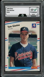 1988 Fleer Tom Glavine GRADED 10 Gem Mint #539 Rookie Card RC HOF