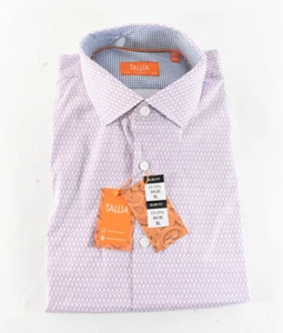 Tallia Mens Dress Shirt New M 15 -15.5 34/35 Purple Slim Geometric Design - Picture 1 of 7
