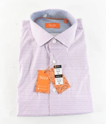 Camisa de vestir Tallia para hombre nueva L 16-16,5 34/35 púrpura ajustada diseño geométrico Foto 1 de 4