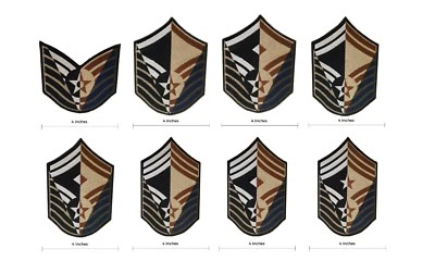 Multi Uniform Rank Patches Air Force (ABU, Blues, DBU, BDU) Military Chevrons.  - Image 1 of 2