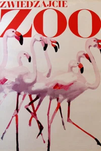 Berlin Zoo Pink Flamingos 1965 Original Vintage Wall Art - POSTER 20x30 - Picture 1 of 4