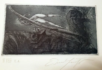 Seltene Originalradierung, Ernst Fuchs (1930 - 2015), Eros im Flug - 6 / 19 - Bild 1 von 4