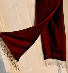 VTG LANVIN CASHMERE SCARF DEEP PURPLE BLACK BORDER EDGE FRINGE BEAUTIFUL! 63x24 - Picture 1 of 11