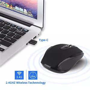 2.4GHZ Type C Wireless Mouse USB C Ergonomic Mice for Macbook,Pro C Devices - Picture 1 of 10