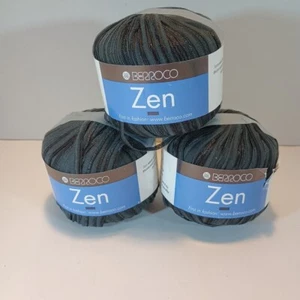 3 Skeins Berroco Zen Ribbon Yarn Black 8253 Cotton Nylon 110 yards Italy - Picture 1 of 7