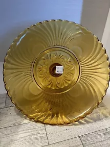 Brockway Amber Glass Footed Cake Stand 10” Amber Color NOS Dessert Display Baker - Picture 1 of 9