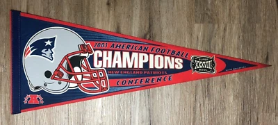 New England Patriots Super Bowl XXXVIII 2003 AFC Champions Banderín 30 x 12" 2004 Foto 1 de 2