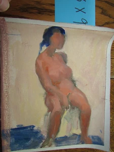 Vintage ORIGINAL Oil Canvas Painting 1970's Nude - Picture 1 of 3