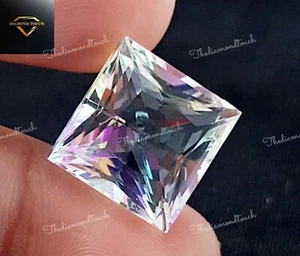 15.60 Ct Mystic Quartz Rainbow Square Cut Loose Gemstone Lab Certified Sparkling - Picture 1 of 11