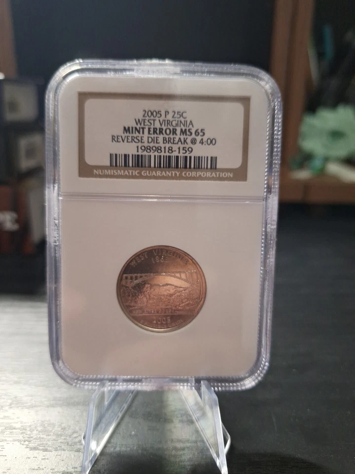 2005 P West Virginia 25c Mint Error MS65 NGC Reverse die break @4 - Image 1 of 3