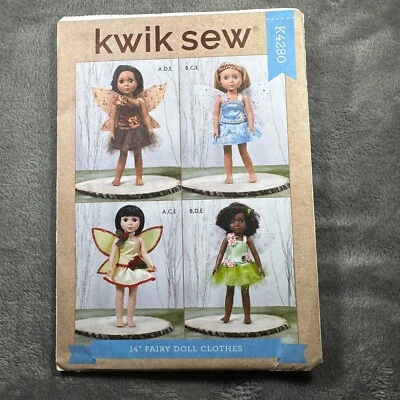 Kwik Sew K4280 Fairy Doll Clothes Sewing Pattern for 14" Dolls 2020 One Size - Image 1 of 4