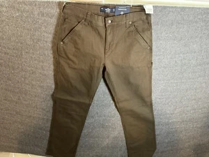 Y2k Hollister Carpenter Pants Mens Size 34x34 Brown Canvas Epic Flex Stretch New - Picture 1 of 5