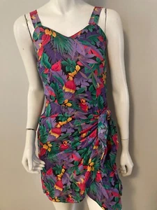 Vintage Made in Hawaii Papagei Minikleid Tropical Print S - Bild 1 von 6