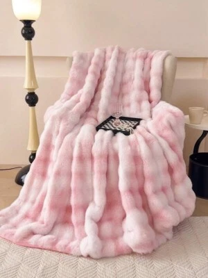 Tie-dye Plush Fur Blanket, Ultra Soft throw blanket bed cover comforter - Image 1 of 4