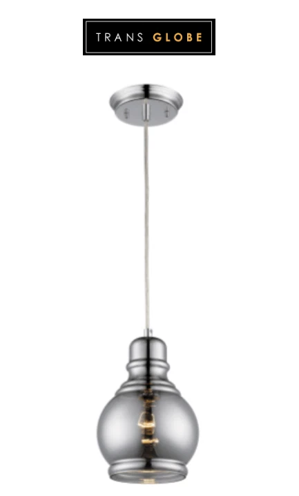 Trans Globe Lighting Rhome Single Light 6.25" Wide Mini Pendant with Smoke Glas - Image 1 of 1