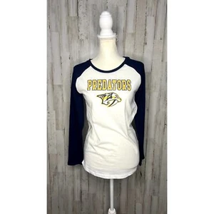 NWT NHL Nashville Predators Youth Girls Medium Raglan Long Sleeve Baseball Tee - Picture 1 of 5