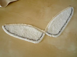 Vtg 1940 1950 40s 50s Collar Cream White Beaded Pearl Rhinestone Applique - Bild 1 von 5