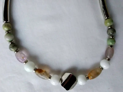 17英寸复古多色渐变抛光玛瑙串珠美国卖家项链新品 — 第 1/4 张图片