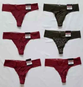 No Boundaries Micro & Lace Thong Panties Burgundy/Green (LOT OF 6) Size L(11-13) - Picture 1 of 9