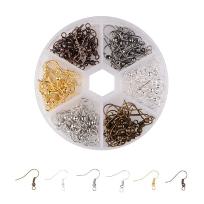 1Box 120Pcs Nickel Free 6 Colors Iron Earring Hooks Finding Mixed Color 18x0.8mm - Image 1 of 4