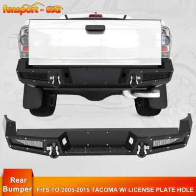 Steel Rear Bumper for 2005- 2015 Toyota Tacoma w/ D-Rings w/ License Plate Hole Foto 1 de 4