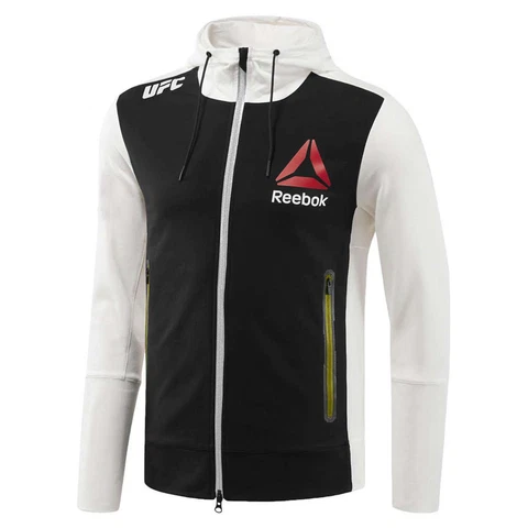 Reebok Official UFC League Fight Kit Full Zip Walkout Hoodie Blank Chalk Black Cover