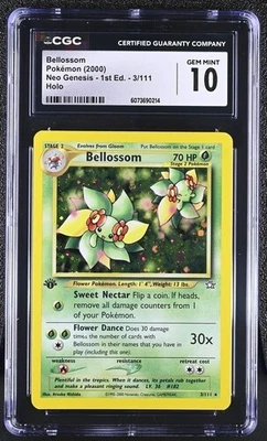 Bellossom 3/111 Holo Rare - 1st Edition Neo Genesis CGC 10 Gem Mint - Image 1 of 3