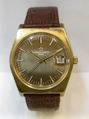 ETERNA-MATIC 2002 MOSTRADOR MARROM AUTOMÁTICO SUÍÇO MASCULINO ESTADO DE FUNCIONAMENTO - Imagem 1 de 4