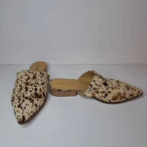 DIBA True High Up Rindsfell Leder Pantoletten Damen 8 creme braun gepunktet spitz zulaufend - Bild 1 von 9