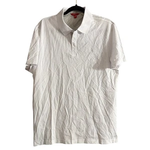 Guess Men's Short Sleeve Pure White Embroidered Kevin Polo Size Large L New - Picture 1 of 6