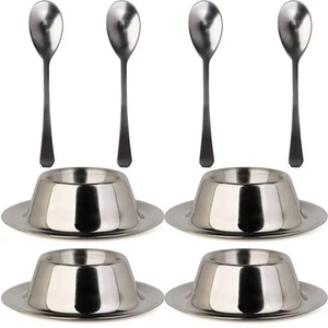 Stainless Steel Egg Cup Holder Set with Spoon for Soft Boiled Egg Holder Tabl... - Picture 1 of 6
