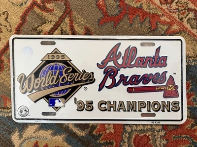 Vintage Atlanta Braves 1995 World Series Champions Front License Plate Sealed - Image 1 of 2