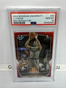 2022 Bowman University 1st #87 LJ Cryer Red Refractor /5 PSA 10 Baylor Bears - Picture 1 of 7