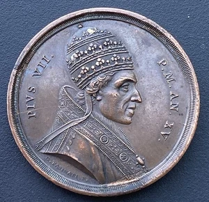 Vatican Bronze Medal. Pope Pius VII Coin (1800 - 1823) By Giuseppe Pasinati - Picture 1 of 6