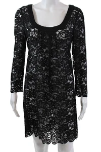 Diane Von Furstenberg Womens Lace Long Sleeves Hasina Dress Black Size 10 - Picture 1 of 5