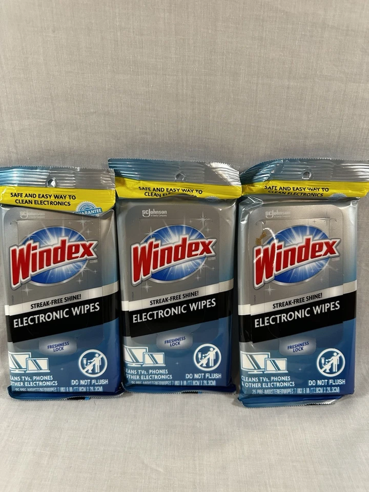 Windex Electronic Cleaning Wipes,Pre-Moistened Screen Wipes 3 Packs Of 25 - Image 1 of 4