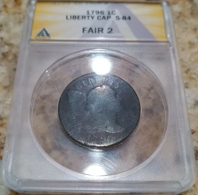1796 Flowing Hair w/ Liberty Cap Large Cent, S-84, ANACS Fair, Fr-02 - Image 1 of 4