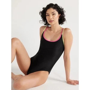 No Boundaries Juniors Multi-strap One Piece Swimsuit Rich Black Size L (11-13) - Picture 1 of 5