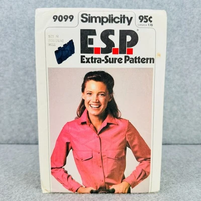 Simplicity 9099 Button Front Shirt with Pockets Collar Misses Size 10 14 Pattern - Image 1 of 4
