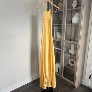 Reformation Jeany Silk Maxi Dress NEW Halter Neck Tie Sunshine Yellow NWT Size M - Picture 1 of 7