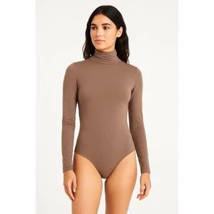 Abercrombie & Fitch Soft AF Tan Brown Turtleneck Long Sleeve Bodysuit Size XS - Picture 1 of 8