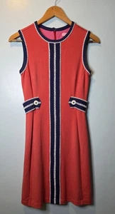 XS Lilly Pulitzer Dress tangerine orange navy blue fit flare sleeveless Fall - Picture 1 of 6