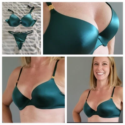 NEW Victoria's Secret Icon Push-Up Bra 36B and V-String Panty Size Small Set Lot - Image 1 of 4