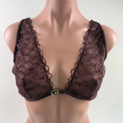 Victoria's Secret Very Sexy VS Logo Mesh Unlined Bralette Bra  Brown  XL  NWT - Image 1 of 4