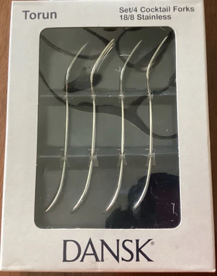 Dansk Stainless TORUN Set of 4 Cocktail Forks 18/8 Flatware Korea Unused 5" - Image 1 of 4