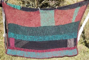 Coperta da lancio afgana fatta a mano all'uncinetto multicolore 78" x 56" usata - Foto 1 di 2