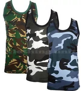 Mens Camouflage Sleeveless Cotton Vest Army Combat Gym Muscle Big S-5XL - Picture 1 of 3